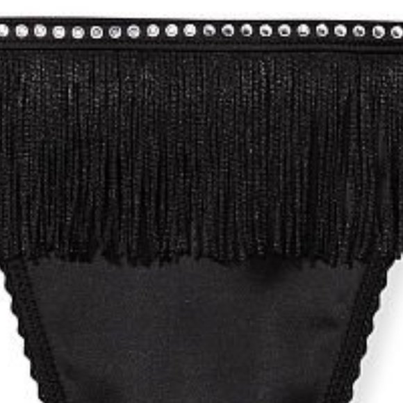 VS VERY SEXY Fringe V-String Panty Black NWT - Picture 9 of 14